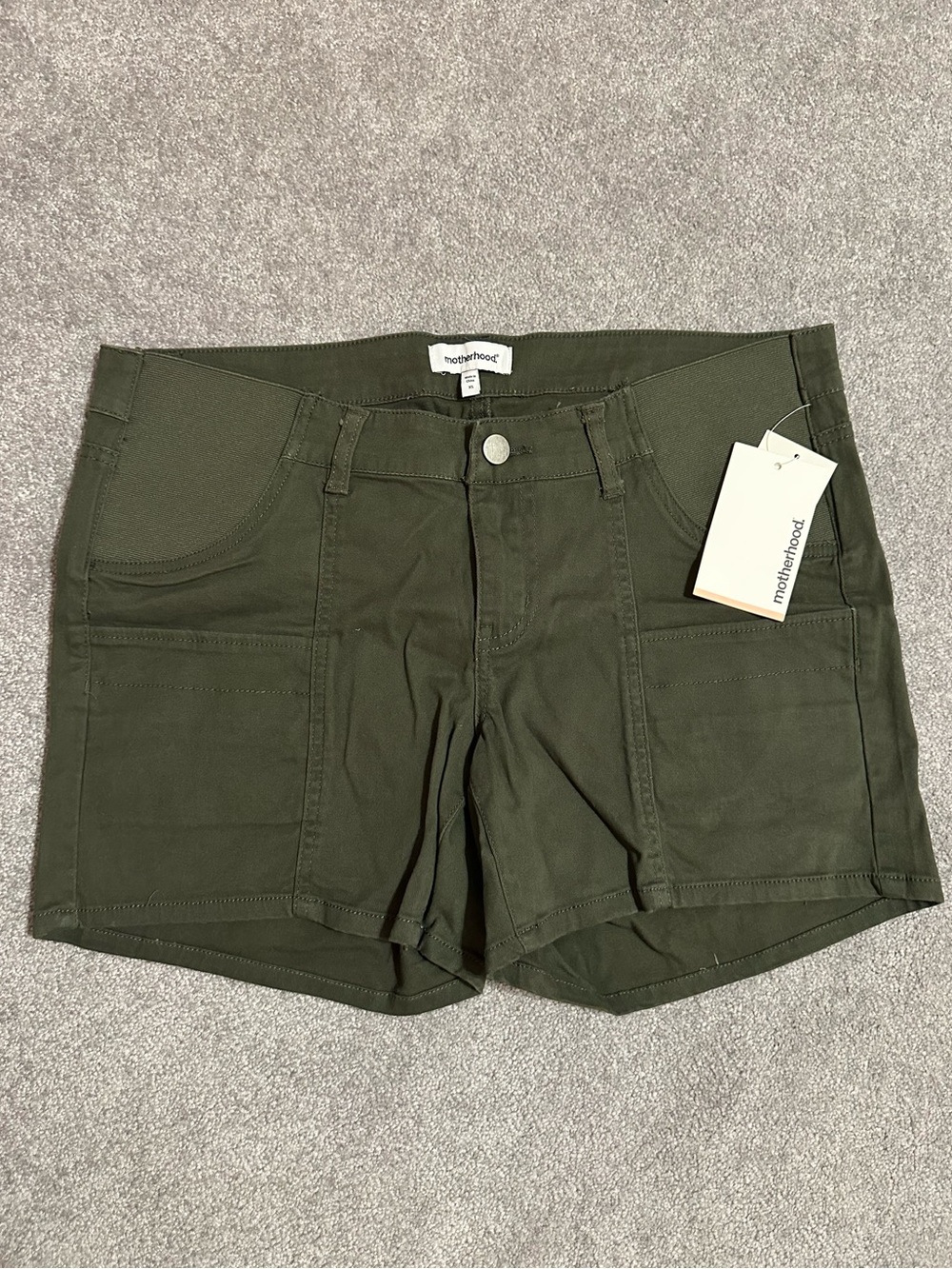 Motherhood Olive Green Utility Maternity Shorts